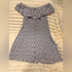 SO Blue and Orange Floral Button-Down Top